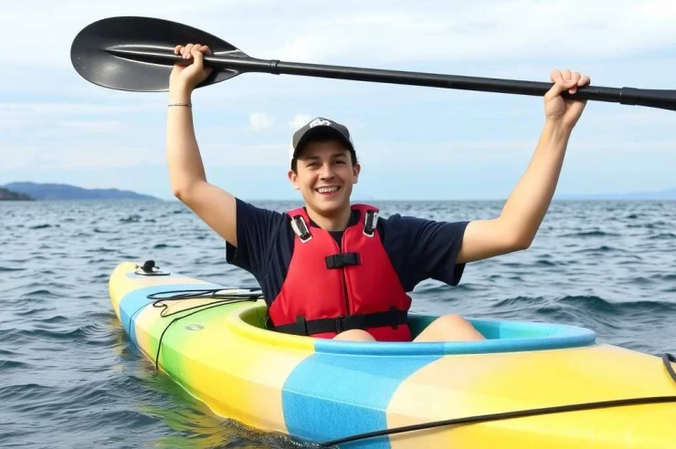Fundraiser celebrating an outdoor challenge on a kayak